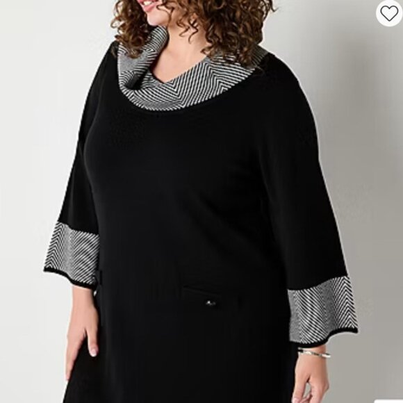 Jessica Howard Flared Sleeve Midi Dress Size 3X New Stretchy White Design Neck - Picture 2 of 8